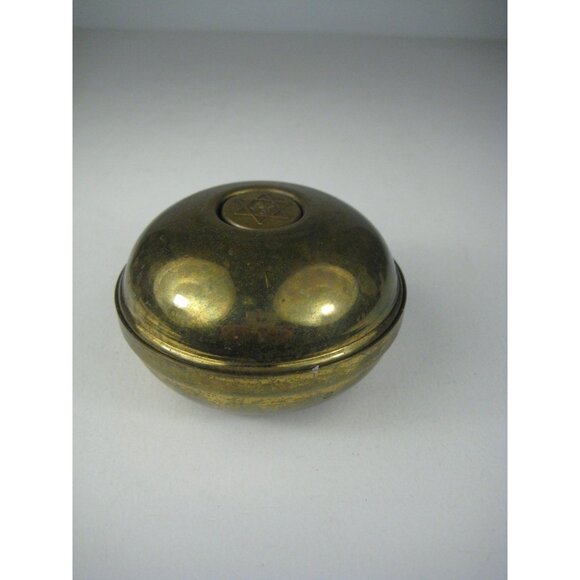 Brass Travel Jewish Candle Holder Star Of David Compact Round Lid Israel - Picture 9 of 13